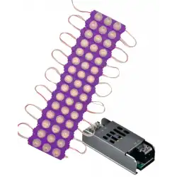 20 Adet 12 Volt 3 Watt 3 Lensli Mor 3030 SMD Led Modül 5A Slim Trafo Set