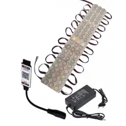 20 Adet 12 Volt 3 Watt 3 Lensli Rgb 3030 SMD Led Modül Bluetooth Kumanda 5A Plastik Adaptör Set