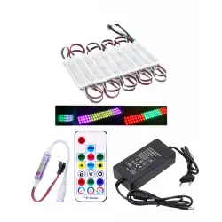 20 Adet 12V 3 Watt Argb Pixel Cob Modül 17 Tuşlu Sese ve Müziğe Duyarlı RF Kumandalı 5A Plastik Adaptörlü Set