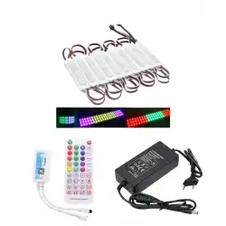 20 Adet 12V 3 Watt Argb Pixel Cob Modül SP611E Tek Çıkışlı Sese ve Müziğe Duyarlı 5A Plastik Adaptörlü Set