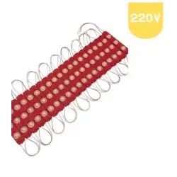 220 Volt 2 Watt 3 Lensli Kırmızı 2835 SMD Led Modül IP65 5 Adet Modül