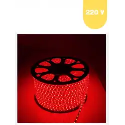 220 Volt Kırmızı 60 Ledli 3 Çipli Hortum Led 5 Metre Güç Kablosu Dahil