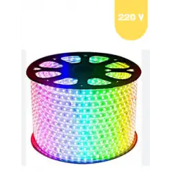 220 Volt RGB 60 Ledli 3 Çipli Hortum Led 5 Metre Güç Kablosu Dahil