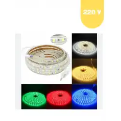 220 Volt RGB 60 Ledli 3 Çipli Hortum Led 5 Metre Güç Kablosu Dahil