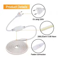 220V 288 Led 6000K Beyaz Işık Esnek Hortum COB LED IP67 Dış Mekan 5 Metre Güç Kablosu Dahil