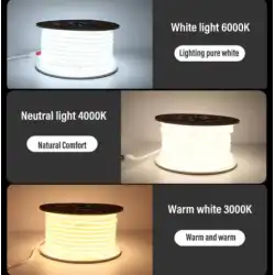 220V 288 Led 6000K Beyaz Işık Esnek Hortum COB LED IP67 Dış Mekan 5 Metre Güç Kablosu Dahil