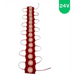 24 Volt 1.5 Watt Tek Lensli Kırmızı 3030 Led Modül IP65 10 Adet Modül