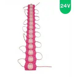 24 Volt 1.5 Watt Tek Lensli Pembe 3030 Led Modül IP65 10 Adet Modül