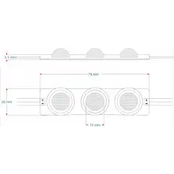 24 Volt 3 Watt 3 Lensli Mavi 3030 SMD Led Modül IP65 10 Adet Modül