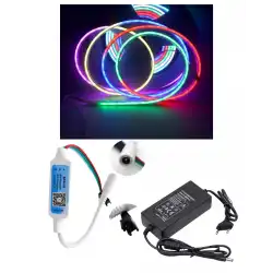 5 Metre 12V 6x12 mm 120 Ledli Argb Pixel Neon Led Bluetoothlu Cep Telefonundan Kumandalı 5A Adaptörlü Set