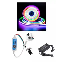 5 Metre 12V 12mm İç Mekan 720 Pixel Cob Ledli SP621 Bluetooth Cep Telefonundan Kumandalı 5A Plastik Adaptörlü Set