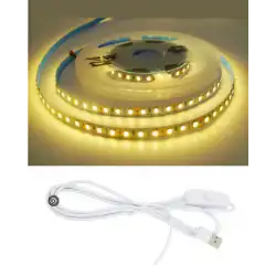 5 Metre 5 Volt 2835 SMD 3000 K Günışığı İç Mekan 60 Ledli Şerit USB li Anahtarlı Beyaz Güç Kablosu Set
