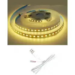 5 Metre 5 Volt 2835 SMD 3000 K Günışığı İç Mekan 60 Ledli Şerit USB li Beyaz Güç Kablosu Set