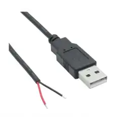 5 Volt 2 Amper 100 cm Ucu Açık USB li Siyah Renk Erkek Güç Kablosu