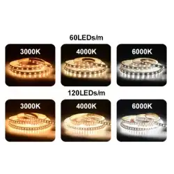 5 Volt 5 mm 2835 SMD 3000 K Günışığı İç Mekan 120 Ledli 5 Metre Şerit Led