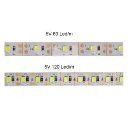 5 Volt 5 mm 2835 SMD 6500 K Beyaz İç Mekan 120 Ledli 5 Metre Şerit Led