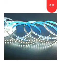 5 Volt 5 mm 2835 SMD 6500 K Beyaz İç Mekan 120 Ledli 5 Metre Şerit Led
