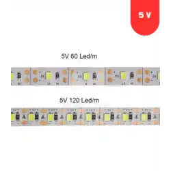 5 Volt 2835 SMD 6500 K Beyaz İç Mekan 60 Ledli 5 Metre Şerit Led