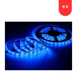5 Volt 2835 SMD Mavi İç Mekan 60 Ledli 5 Metre Şerit Led