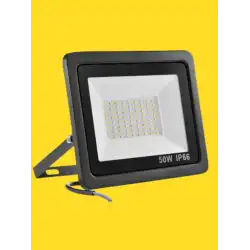 50 Watt Siyah Slim Kasa Sarı Amber Işık IP65 Led Projektör