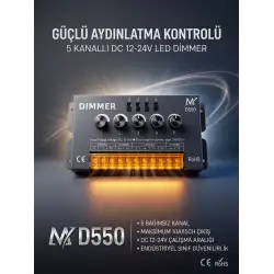 50A 12V - 24V 5 Kanal Manuel Tek Renk Dimmer