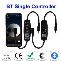 5V-24V Bluetooth la Cep Telefonunda ve Güç Kablosu Üzerinden Manuel Kontrollü Tek Renk Dimmer