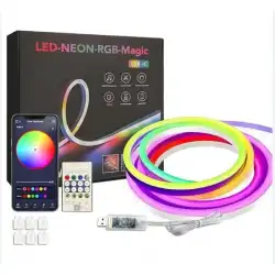 5V 10 Metre Usb Kitli IP65 IC-RGB Pixel Neon Şerit Led Bluetoothlu ve Uzaktan Kumandalı