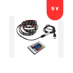 5V TV Arkası Rgb Şerit Led USB Güç Girişi 5 Metre