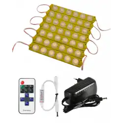 20 Adet 12 Volt 6 Watt 6 Lensli Amber 3030 SMD Led Modül 12A Tek Renk RF Dimmer 3A Priz Tipi Adaptör Set