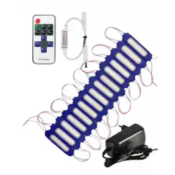 20 Adet 12 Volt 2 Watt Mavi Cob Led Modül 12A Tek Renk RF Dimmer 2A Priz Tipi Adaptör Set