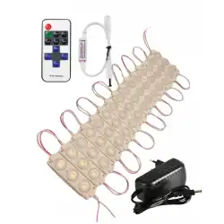 20 Adet 24 Volt 3 Watt 3 Lens 3000K Günışığı 3030 Led Modül 12A Tek Renk RF Dimmer 2A Priz Tipi Adaptör Set