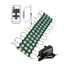 20 Adet 12 Volt 3 Watt 3 Lens Yeşil 3030 Led Modül 12A Tek Renk RF Dimmer 3A Priz Tipi Adaptör Set