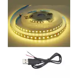 5 Metre 5 Volt 2835 SMD 3000 K Günışığı İç Mekan 60 Ledli Şerit USB li Siyah Güç Kablosu Set