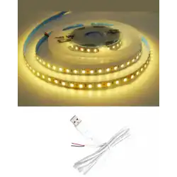 5 Metre 5 Volt 2835 SMD 3000 K Günışığı İç Mekan 60 Ledli Şerit USB li Beyaz Güç Kablosu Set
