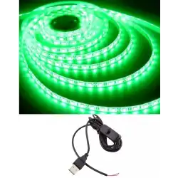 5 Metre 5 Volt 2835 SMD Yeşil İç Mekan 60 Ledli Şerit USB li Anahtarlı Siyah Güç Kablosu Set