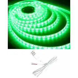 5 Metre 5 Volt 2835 SMD Yeşil İç Mekan 60 Ledli Şerit USB li Beyaz Güç Kablosu Set