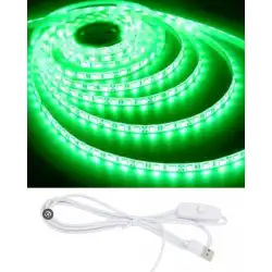 5 Metre 5 Volt 2835 SMD Yeşil İç Mekan 60 Ledli Şerit USB li Anahtarlı Beyaz Güç Kablosu Set