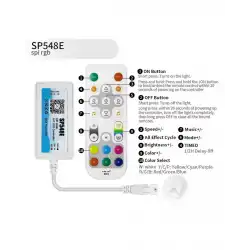 5V -24V SP548E Sese ve Müziğe Duyarlı RGB Pixel Led Kontrol Cihazı APP Kontrol ve RF Kumandalı