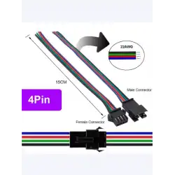 RGB Şerit Led Bağlantı Soketli Kablo Takım 4 Pin 10 adet