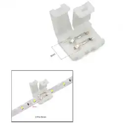 Tek Renk 8 mm Şerit Led Birleştirme Aparatı Lehimsiz 2 Pin 10 Adet