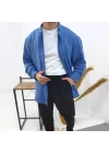 İndigo Mavi Yıkamalı Uzun Kollu Keten Gömlek ( Regular Salaş Kalıp )