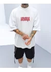 Savage Beyaz Boğazlı Extra Oversize Tshirt