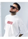 Savage Beyaz Boğazlı Extra Oversize Tshirt