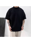 Siyah Boğazlı Basic Extra Oversize Tshirt