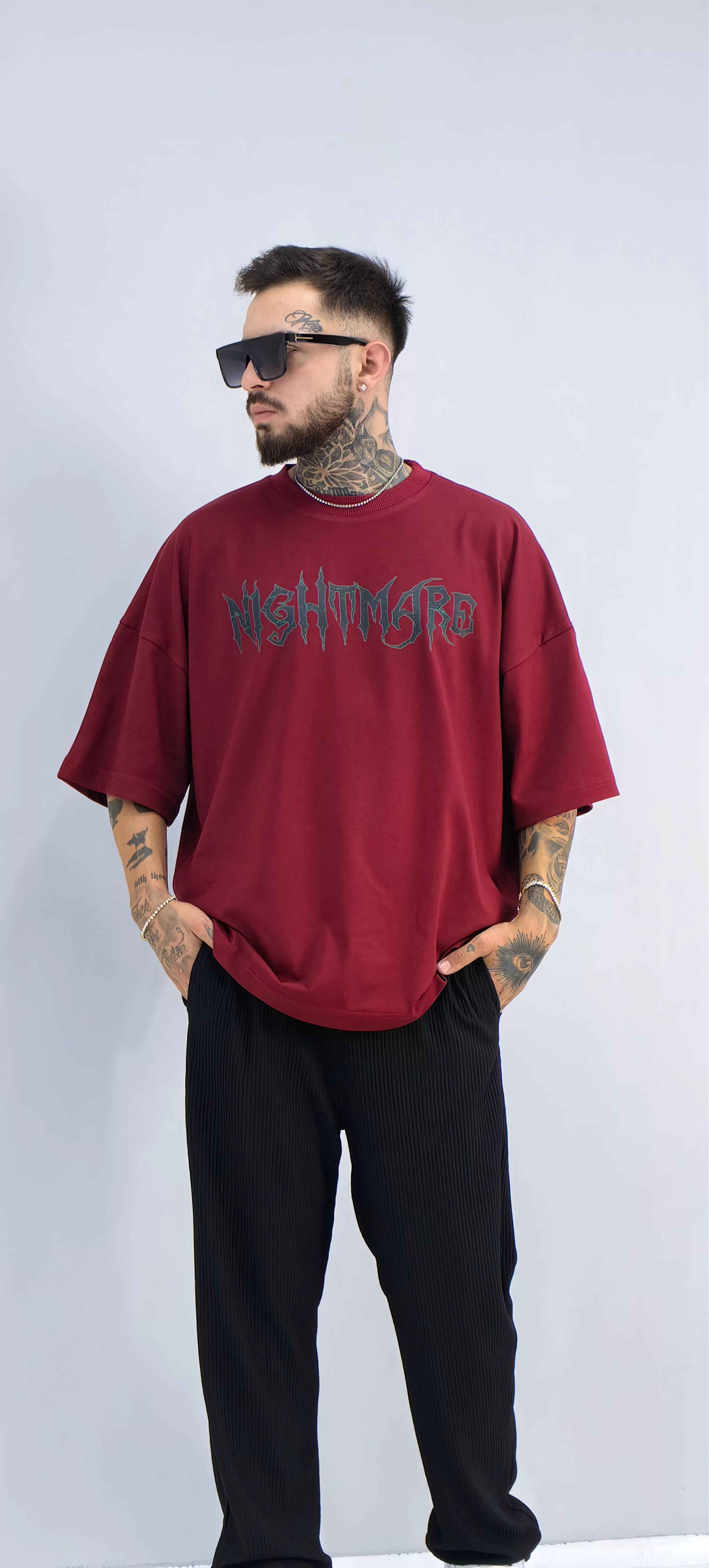 Nightmare Bordo Extra Oversize Tshirt