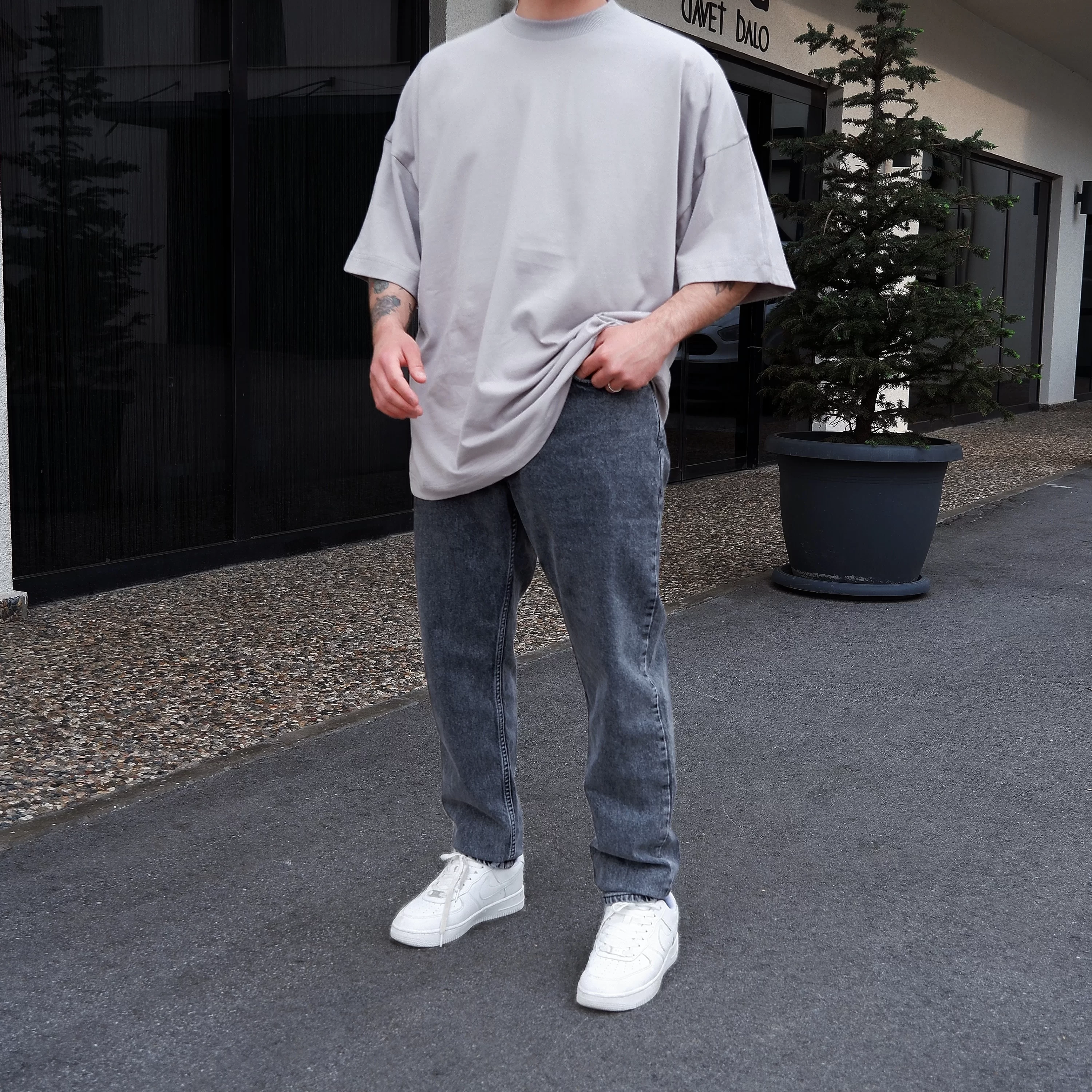 Basic Smoke Gray Extra Oversize Tshirt