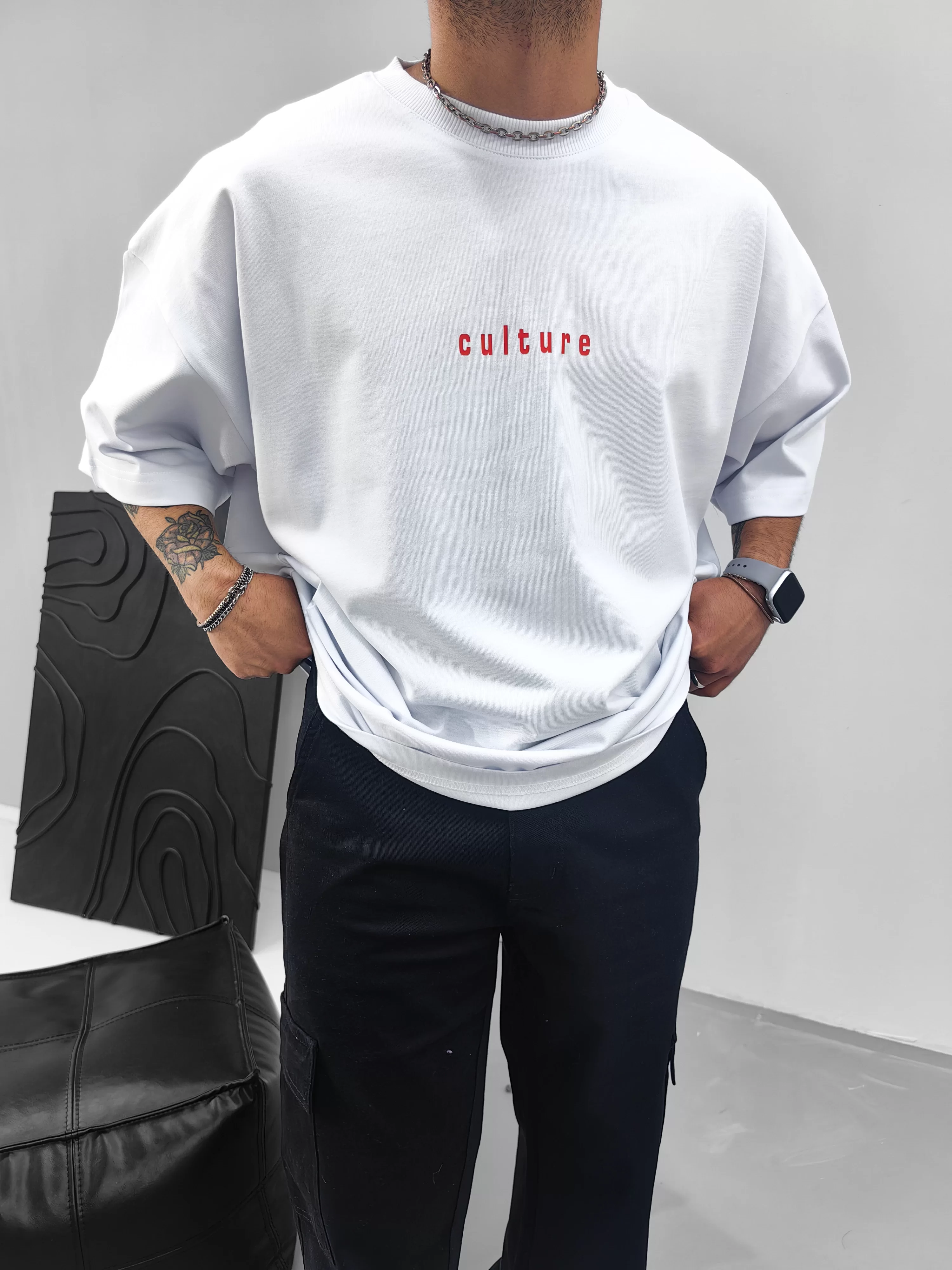 Culture Extra Oversize Beyaz Tshirt