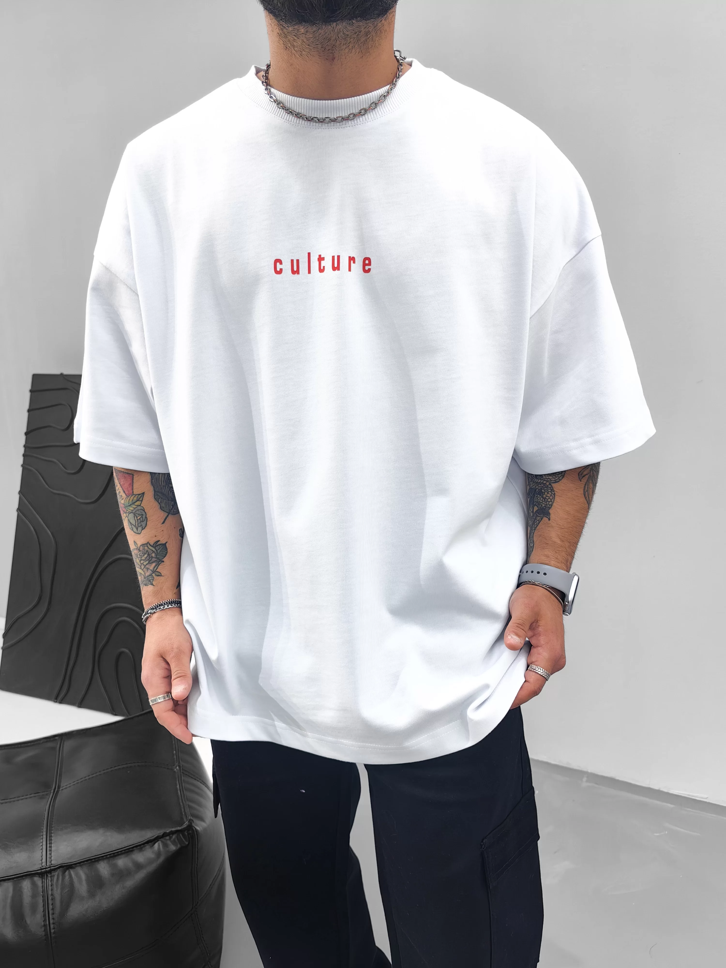 Culture Extra Oversize Beyaz Tshirt