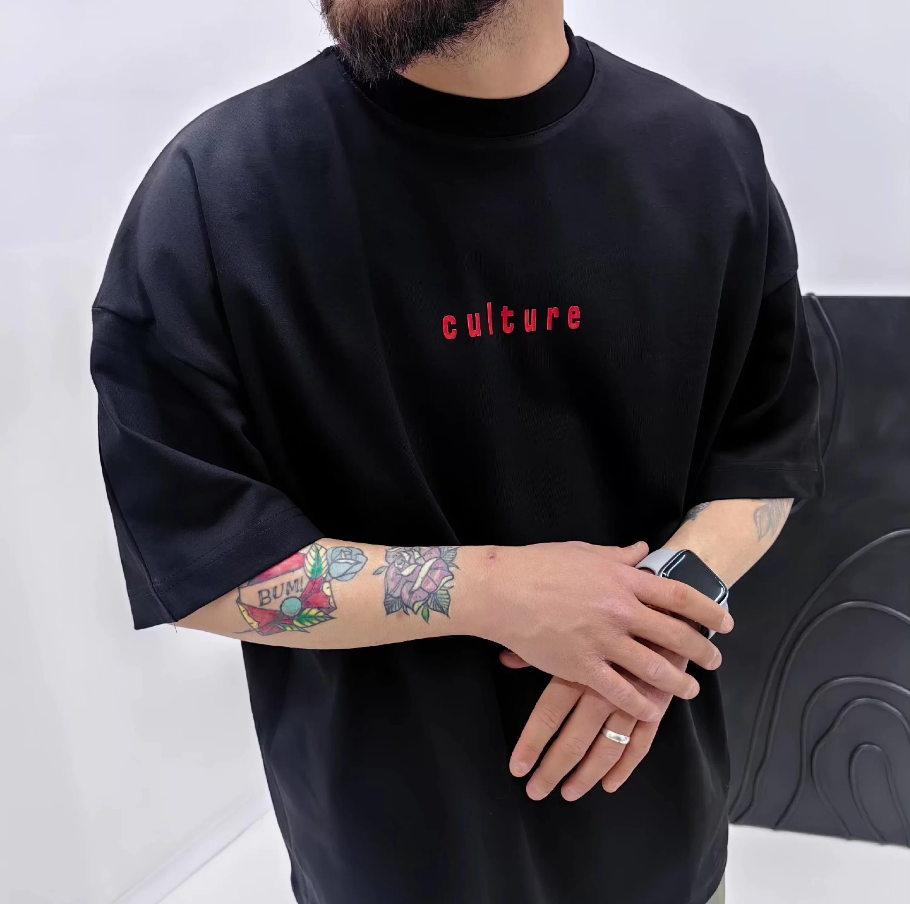 Culture Siyah Extra Oversize Tshirt