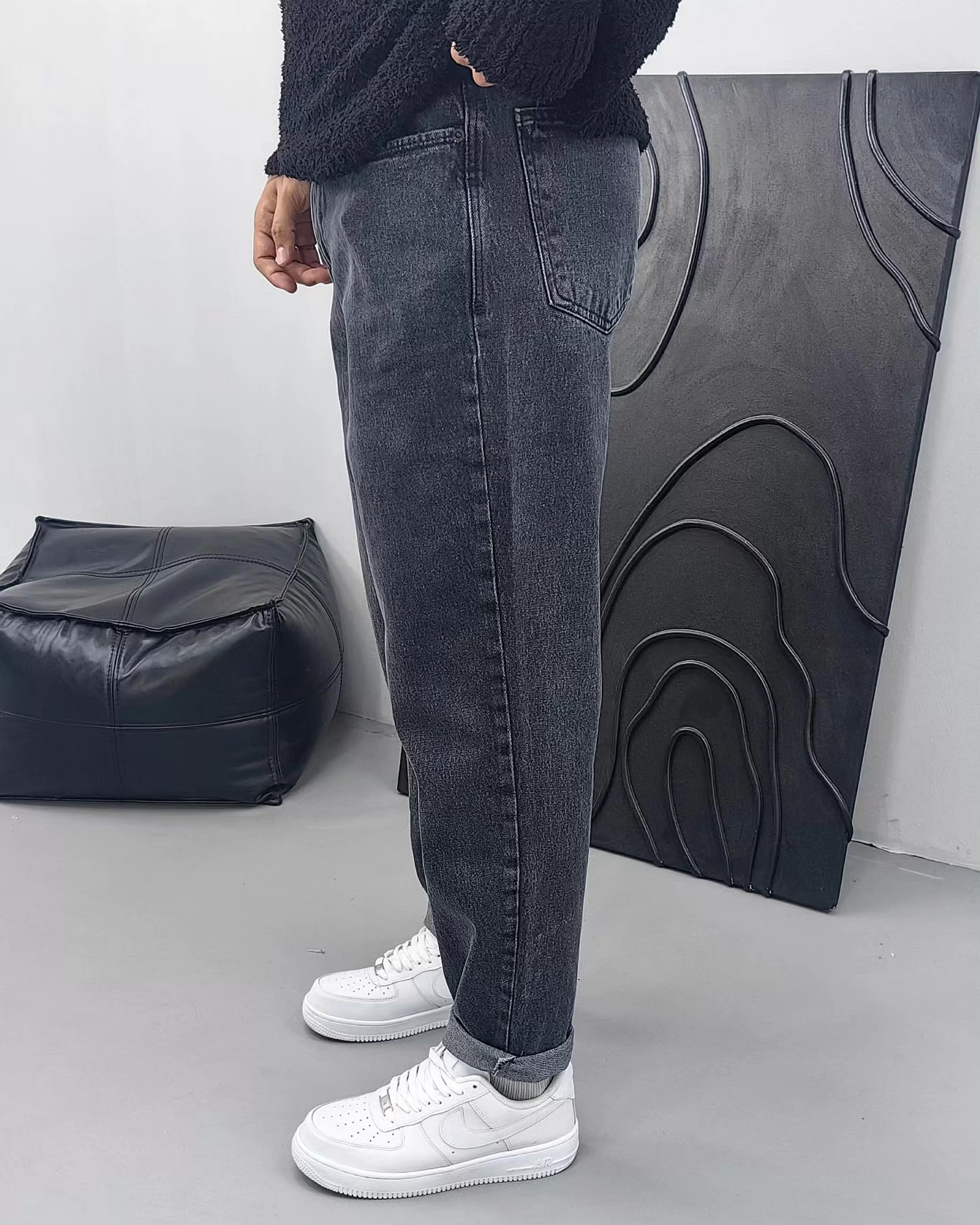 Eskitme Gray Boyfriend Jean